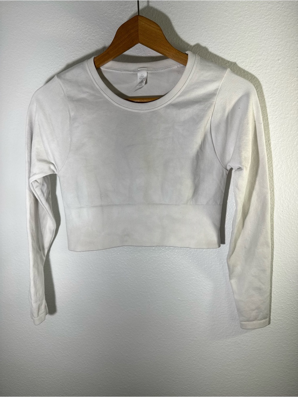 Cropped Offline by Aerie Long-Sleeve Crewneck Top - White